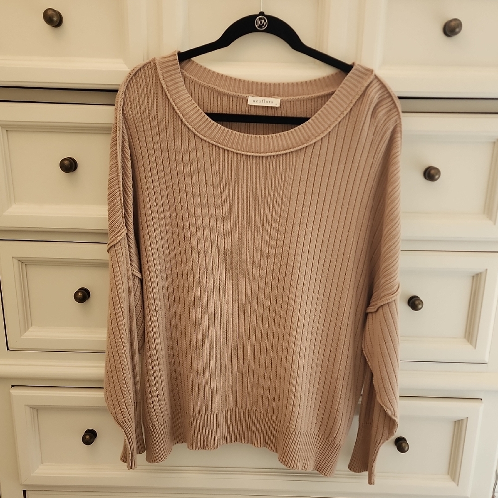 Neuflora Oversized Cotton Ribbed Sweater M